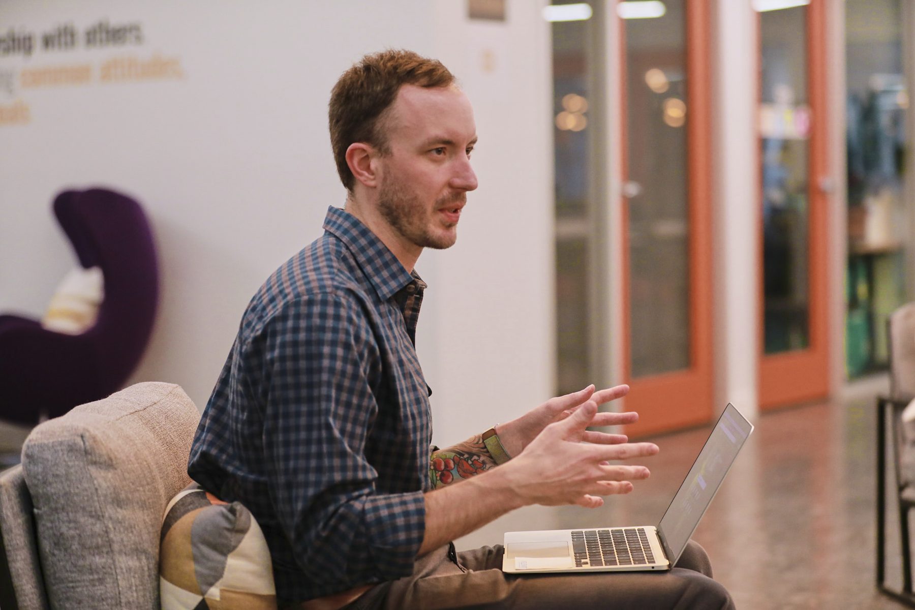 Elevate grant consultant talking with a client
